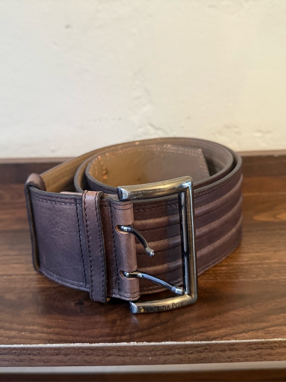 Patrizia Pepe Leather Quilted Women’s Belt in Brown